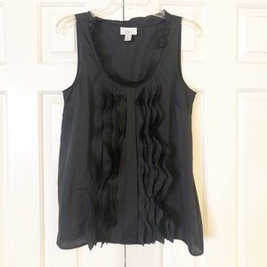 Ann Taylor LOFT black ruffle tank top. Medium